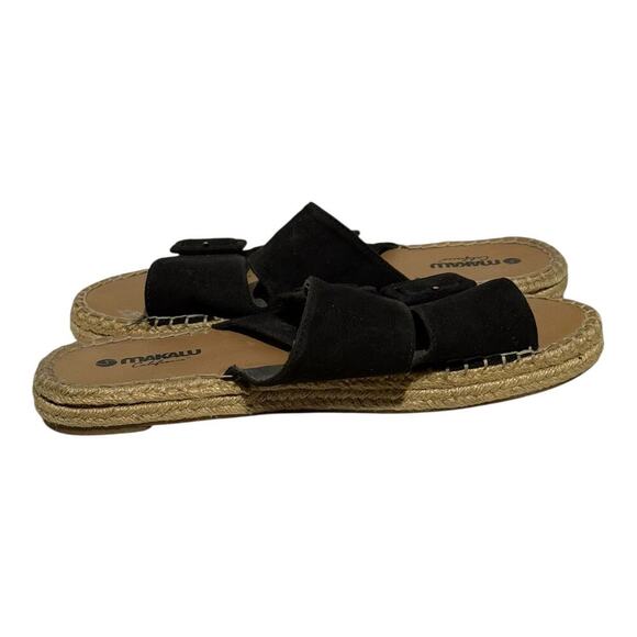Makalu California Black Suede Buckle Sandals Espadrille Slip-On Women's Size 8.5 - Picture 8 of 9